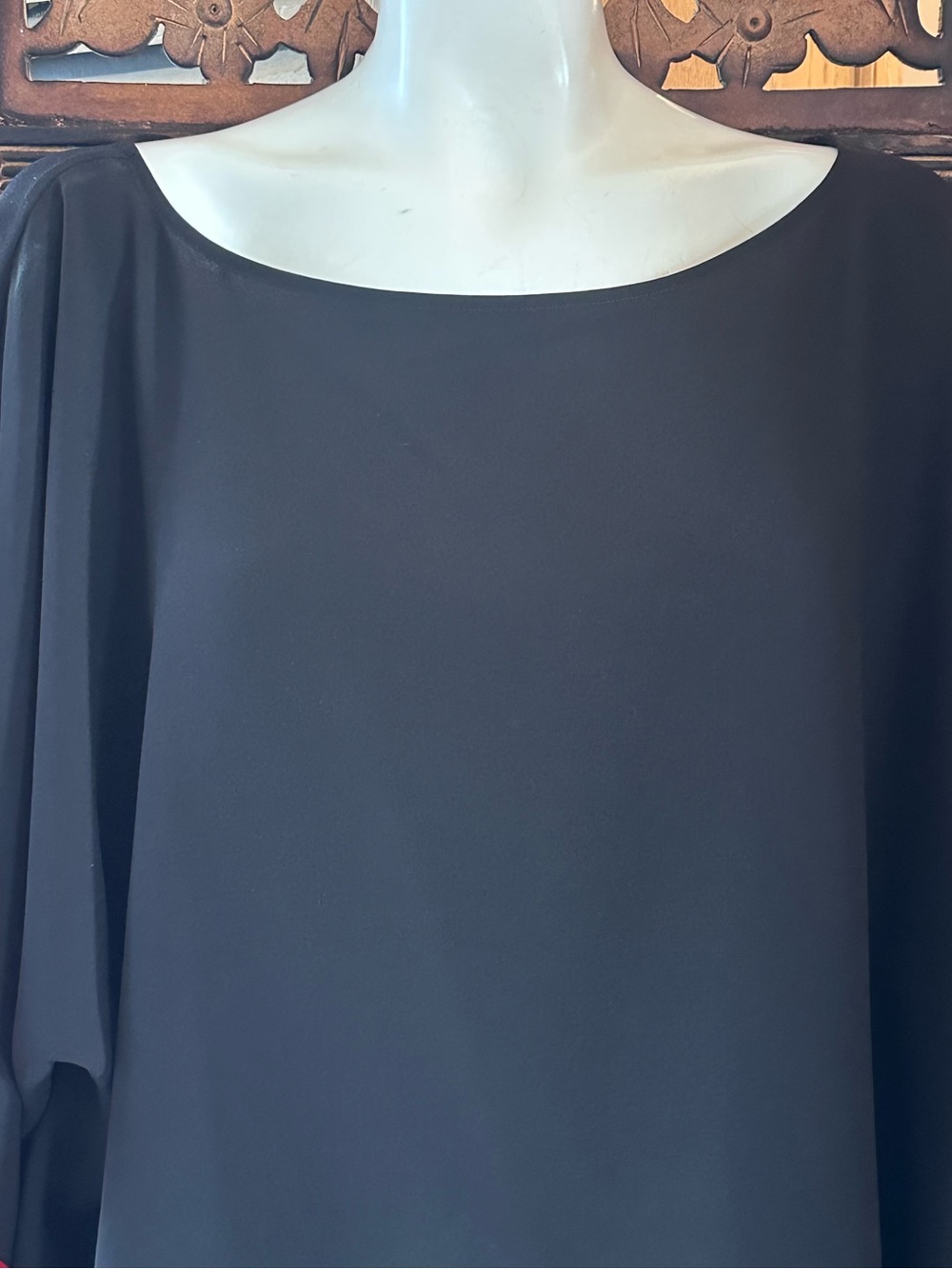 Lauren Ralph Lauren Black & Red Colorblock Kimono Style 3/4 Sleeve Pull On Top. - Picture 3 of 8